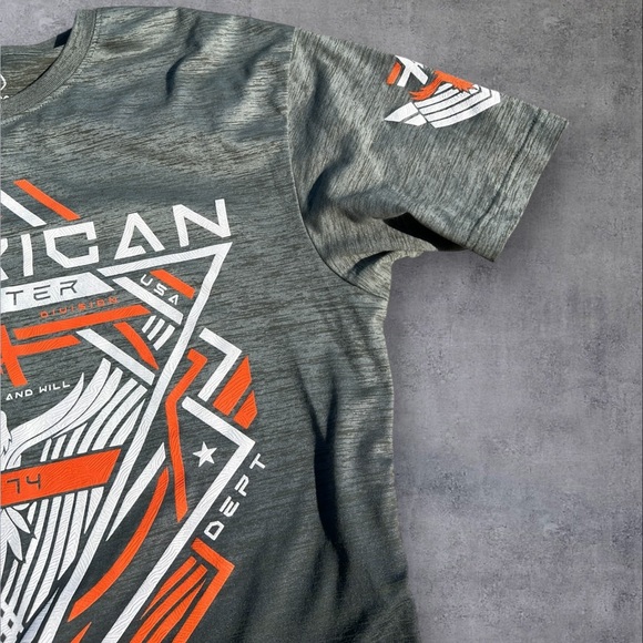 American Fighter Charcoal and Orange Gradient Graphic Tee - Picture 5 of 16